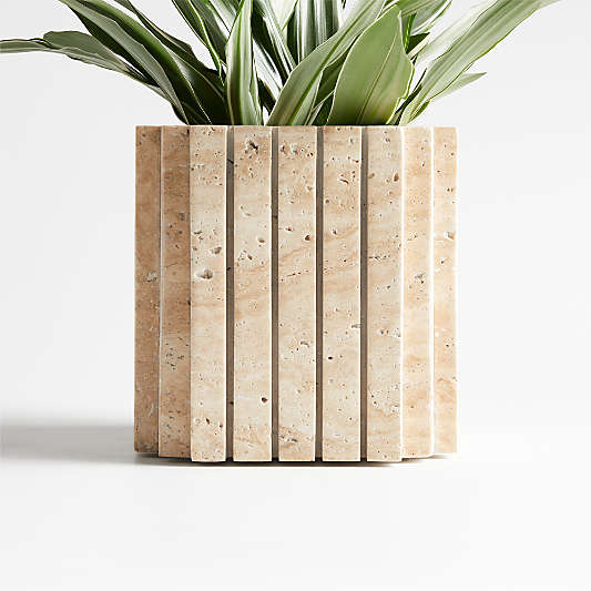 Canali Small Travertine Square Planter by Athena Calderone