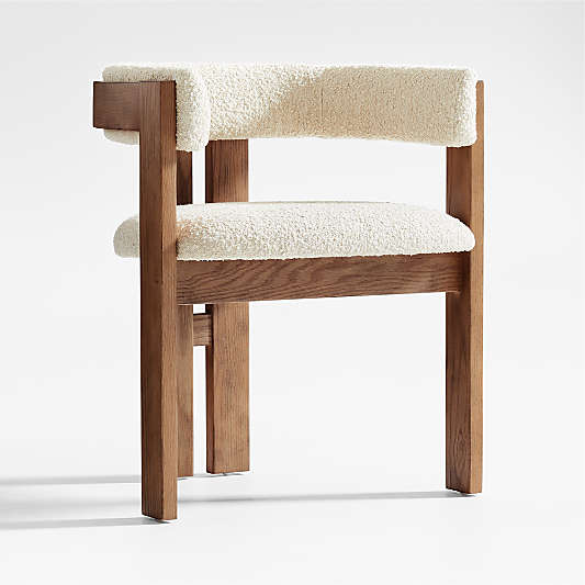 Ceremonie Natural Boucle Dining Arm Chair by Athena Calderone