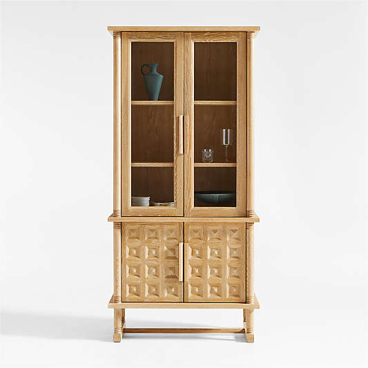 Honore Natural Oak Wood Tall Storage Cabinet by Athena Calderone