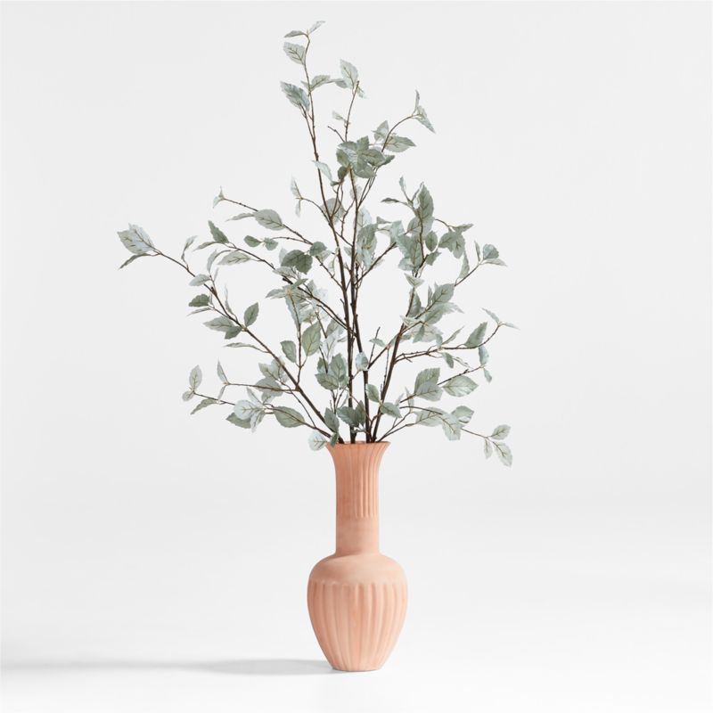 Sage Green Leaf Branch Arrangement in Haute Cannele Tall Terracotta Vase by Athena Calderone