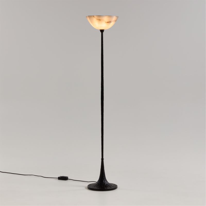 Le Cime Metal Torchiere Floor Lamp with Alabaster Shade by Athena Calderone - image 0 of 10