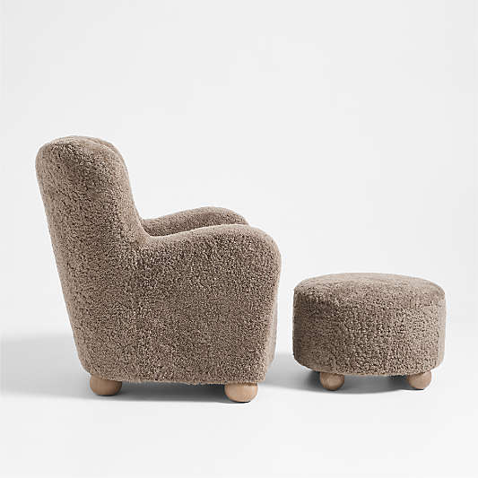 Le Tuco Grande Shearling Accent Chair and Ottoman Set by Athena Calderone