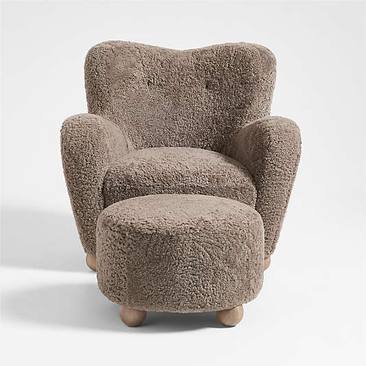 Le Tuco Grande Shearling Accent Chair and Ottoman Set by Athena Calderone