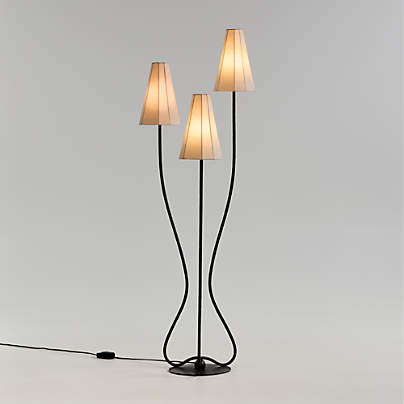 Nouveauté 3-Light Metal Floor Lamp with Linen Shades by Athena Calderone