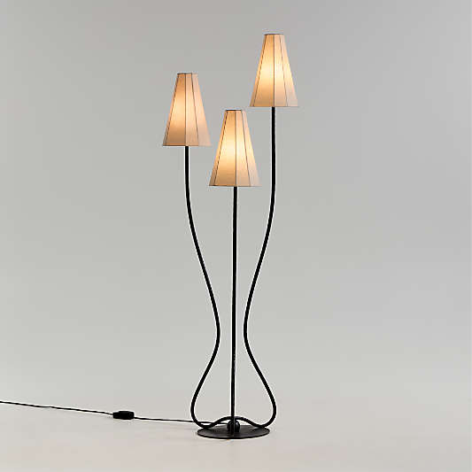 Nouveauté 3-Light Metal Floor Lamp with Linen Shades by Athena Calderone