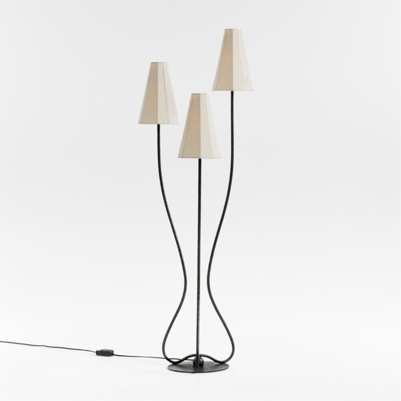 Nouveauté 3-Light Metal Floor Lamp with Linen Shades by Athena Calderone - image 5 of 8