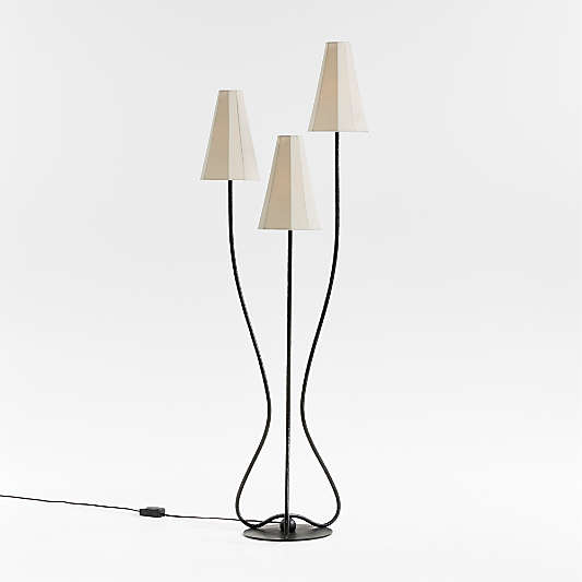 Nouveauté 3-Light Metal Floor Lamp with Linen Shades by Athena Calderone