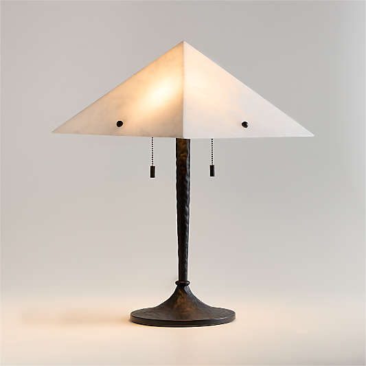 Onirique Metal Table Lamp with Alabaster Shade by Athena Calderone 23.3"