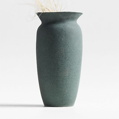 View Remanence Dark Green Ceramic Vase 16" by Athena Calderone details