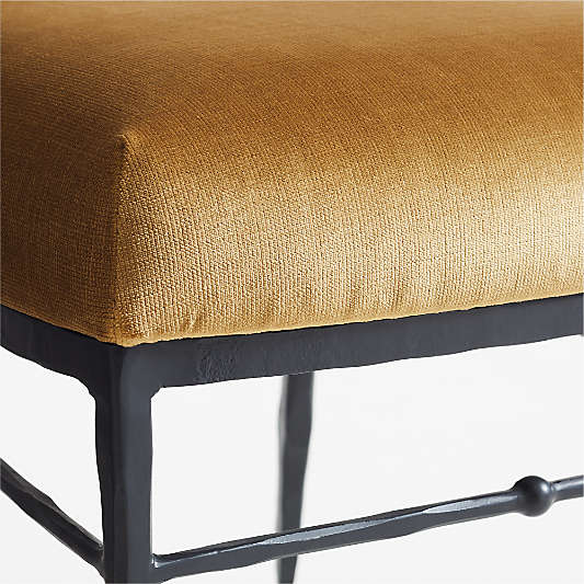 Rodin Ochre Velvet Dining Side Chair by Athena Calderone