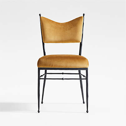 Rodin Ochre Velvet Dining Side Chair by Athena Calderone