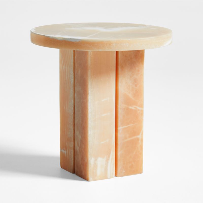 La Tranche Petit Marble Round Side Table by Athena Calderone - image 0 of 9