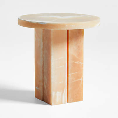 La Tranche Petit Marble Round Side Table by Athena Calderone