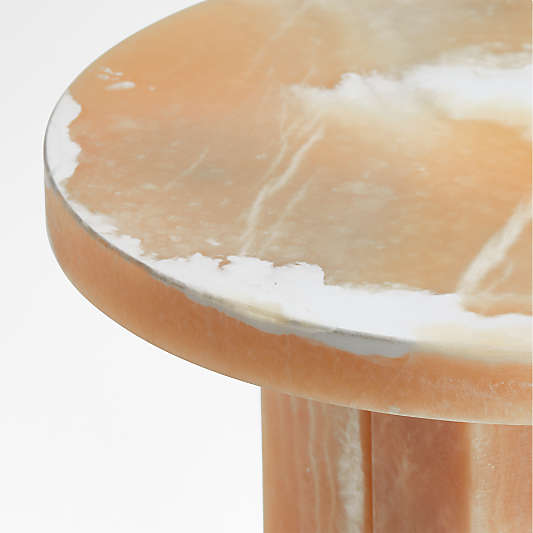 La Tranche Petit Marble Round Side Table by Athena Calderone