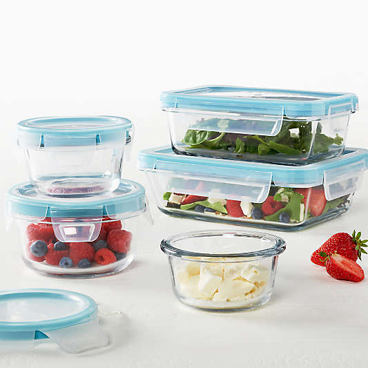 Anchor Hocking TrueLock 10-Piece Glass Food Storage Set with Mineral Blue Lids