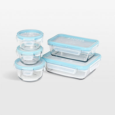 View Anchor Hocking TrueLock 10-Piece Glass Food Storage Set with Mineral Blue Lids details