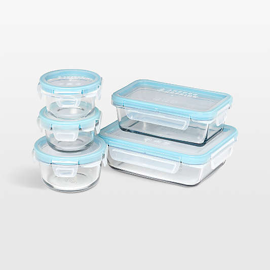 Anchor Hocking TrueLock 10-Piece Glass Food Storage Set with Mineral Blue Lids