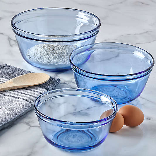 Anchor Hocking Blue Glass Bowls, Set of 3