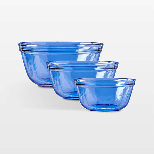 Anchor Hocking Blue Glass Bowls, Set of 3