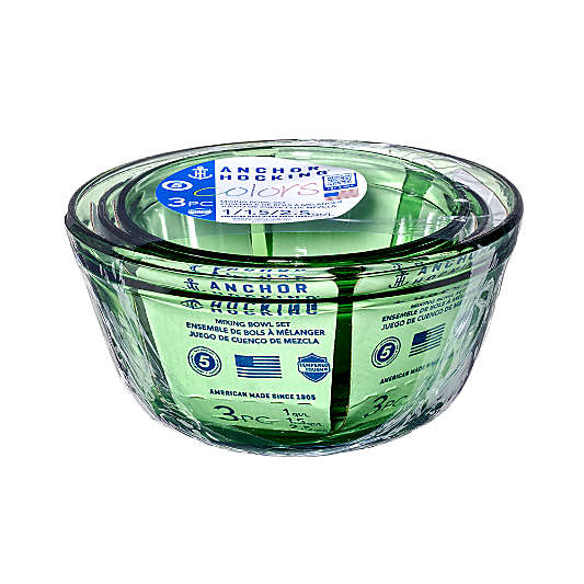 Anchor Hocking Green Glass Bowls, Set of 3