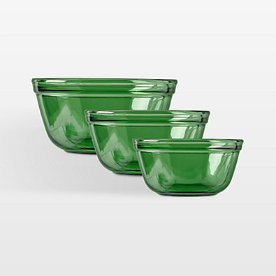 View Anchor Hocking Green Glass Bowls, Set of 3 details