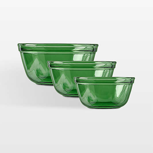 Anchor Hocking Green Glass Bowls, Set of 3