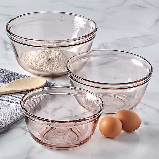 Anchor Hocking Pink Glass Bowls, Set of 3
