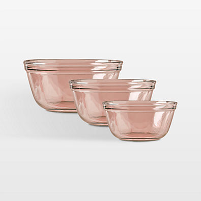 View Anchor Hocking Pink Glass Bowls, Set of 3 details