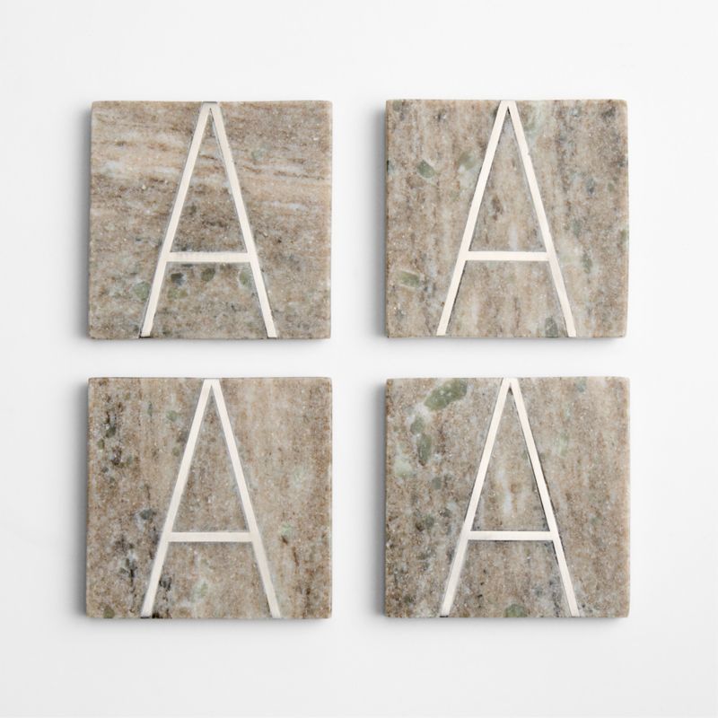 Tuscan Kitchen Marble "A" Monogram Coasters, Set of 4 - image 2 of 3