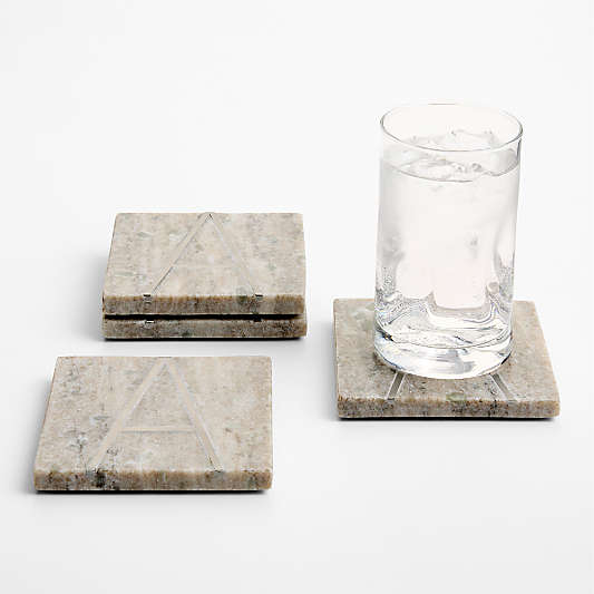 Tuscan Kitchen Marble Monogram Coasters, Set of 4