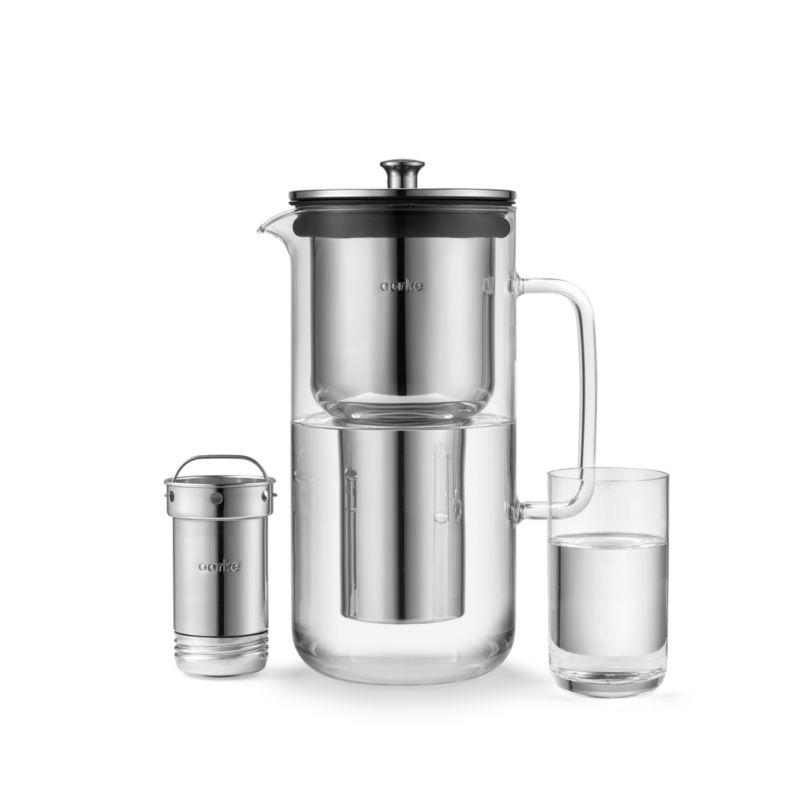 Aarke Purifier Glass Purifying Water Pitcher with Stainless Steel Filter