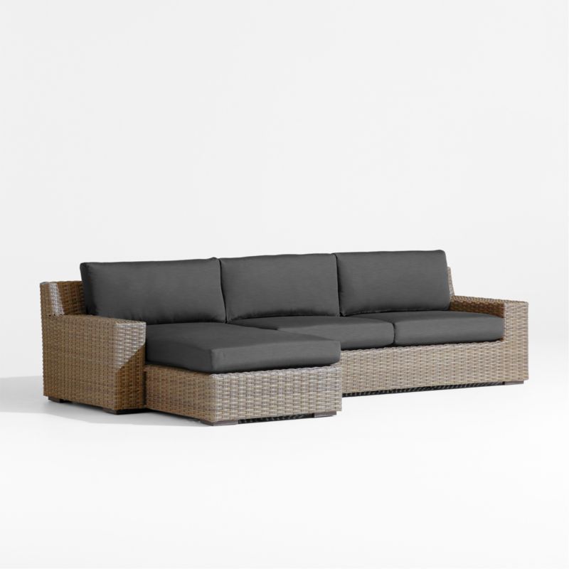 Abaco Resin Wicker -Piece Left-Arm Chaise Outdoor Sectional Sofa with Charcoal Sunbrella ® Cushions