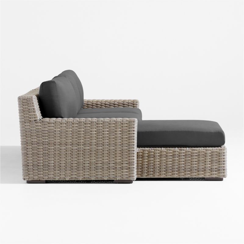 Abaco Resin Wicker -Piece Left-Arm Chaise Outdoor Sectional Sofa with Charcoal Sunbrella ® Cushions