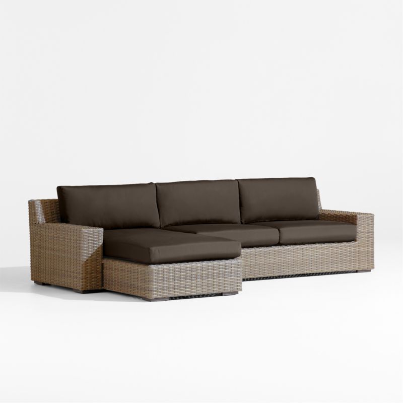 Abaco Resin Wicker 2-Piece Left-Arm Chaise Outdoor Sectional Sofa with Canvas Java Sunbrella ® Cushions - image 6 of 8