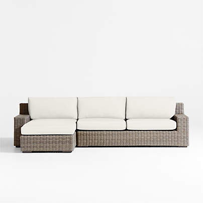 Abaco 2-Piece Left-Arm Chaise All-Weather Wicker Outdoor Sectional Sofa with Canvas Natural Sunbrella ® Cushions