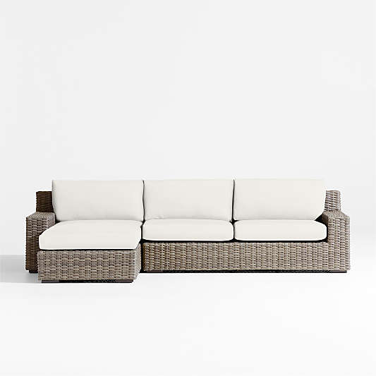 Abaco 2-Piece Left-Arm Chaise All-Weather Wicker Outdoor Sectional Sofa with Canvas Natural Sunbrella ® Cushions