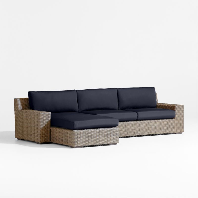 Abaco Resin Wicker 2-Piece Left-Arm Chaise Outdoor Sectional Sofa with Canvas Navy Sunbrella ® Cushions - image 8 of 10
