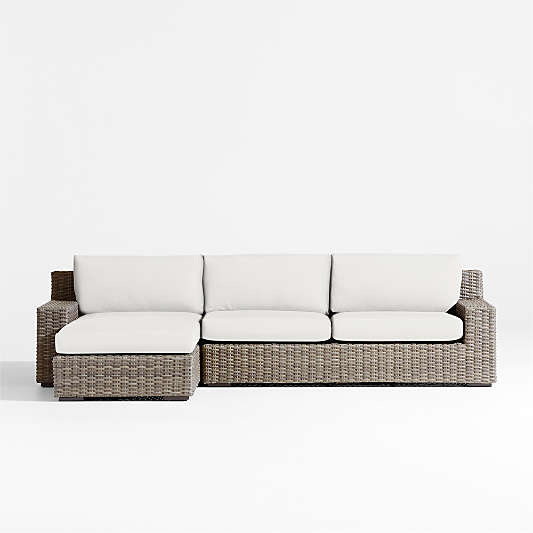 Abaco Resin Wicker 2-Piece Left-Arm Chaise Outdoor Sectional Sofa with Canvas White Sunbrella ® Cushions