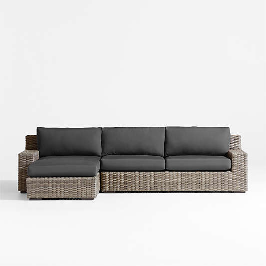 Abaco 2-Piece Left-Arm Chaise All-Weather Wicker Outdoor Sectional Sofa with Cast Charcoal Sunbrella ® Cushions