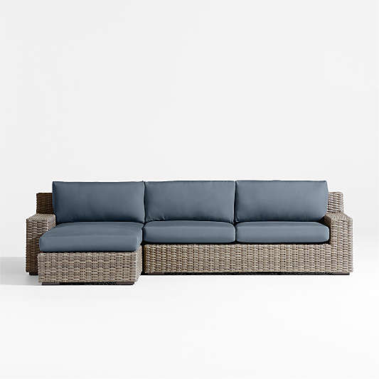 Abaco 2-Piece Left-Arm Chaise All-Weather Wicker Outdoor Sectional Sofa with Cast Harbor Sunbrella ® Cushions