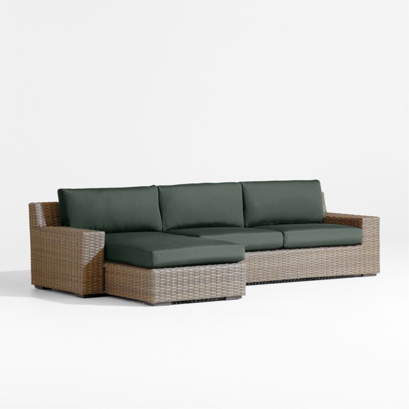 Abaco Resin Wicker 2-Piece Left-Arm Chaise Outdoor Sectional Sofa with Cast Ivy Sunbrella ® Cushions - image 6 of 8