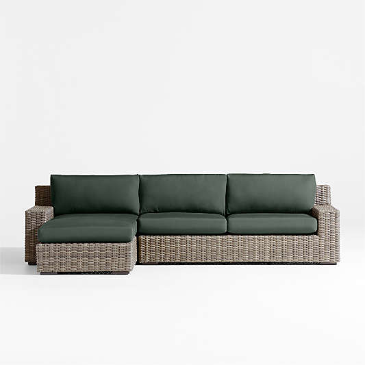 Abaco 2-Piece Left-Arm Chaise All-Weather Wicker Outdoor Sectional Sofa with Cast Ivy Sunbrella ® Cushions