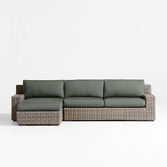 Abaco Resin Wicker 2-Piece Left-Arm Chaise Outdoor Sectional Sofa with Cast Sage Sunbrella ® Cushions