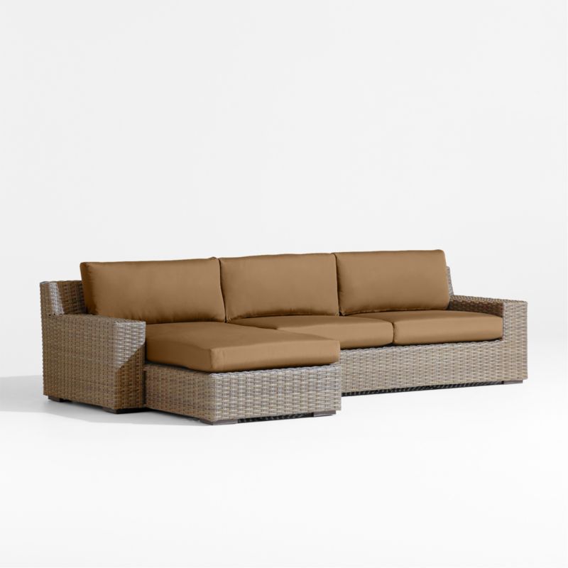 Abaco Resin Wicker 2-Piece Left-Arm Chaise Outdoor Sectional Sofa with Cast Teak Sunbrella ® Cushions - image 8 of 10
