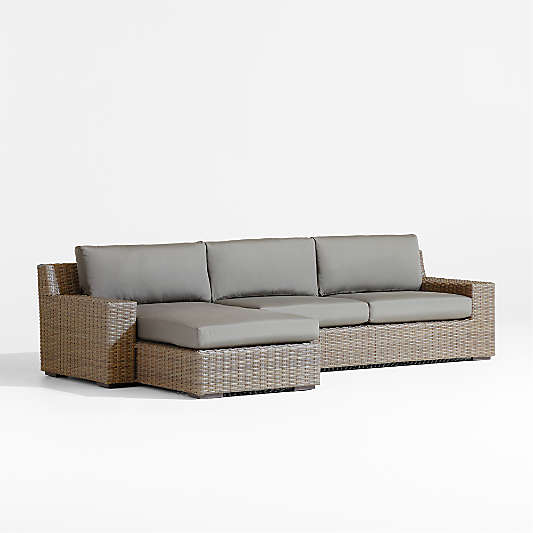Abaco Resin Wicker 2-Piece Left-Arm Chaise Outdoor Sectional Sofa with Canvas Charcoal Sunbrella ® Cushions