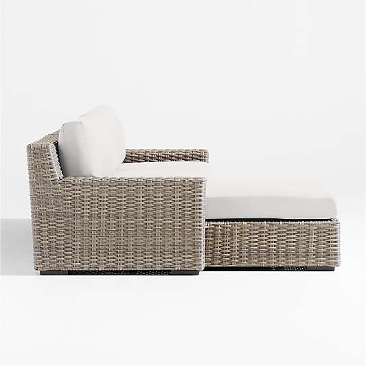 Abaco Resin Wicker 2-Piece Left-Arm Chaise Outdoor Sectional Sofa with White Sand Sunbrella ® Cushions