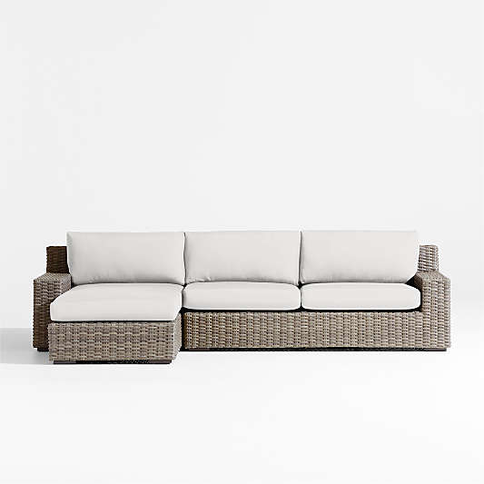 Abaco Resin Wicker 2-Piece Left-Arm Chaise Outdoor Sectional Sofa with Natural Sunbrella ® Cushions