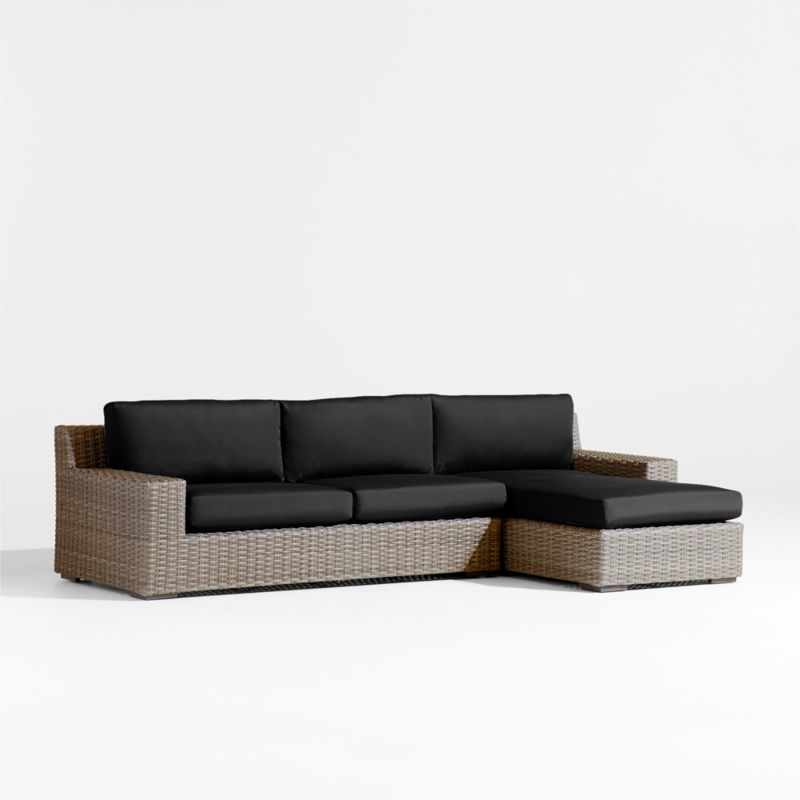 Abaco Resin Wicker 2-Piece Right-Arm Chaise Outdoor Sectional Sofa with Canvas Black Sunbrella ® Cushions - image 7 of 9