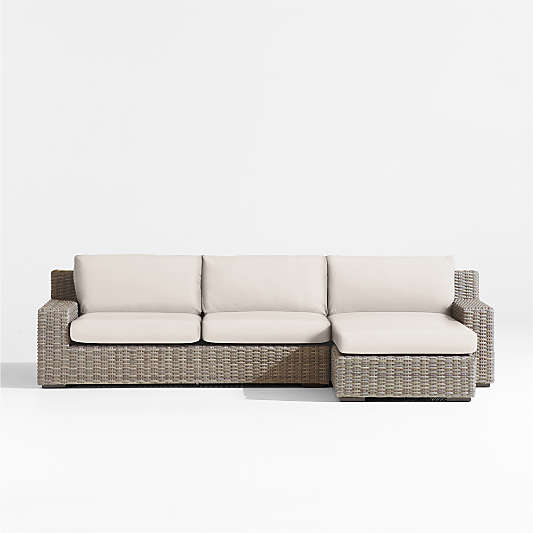 Abaco 2-Piece Right-Arm Chaise All-Weather Wicker Outdoor Sectional Sofa with Canvas Canvas Sunbrella ® Cushions