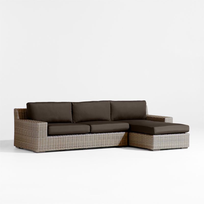 Abaco Resin Wicker 2-Piece Right-Arm Chaise Outdoor Sectional Sofa with Canvas Java Sunbrella ® Cushions - image 7 of 9